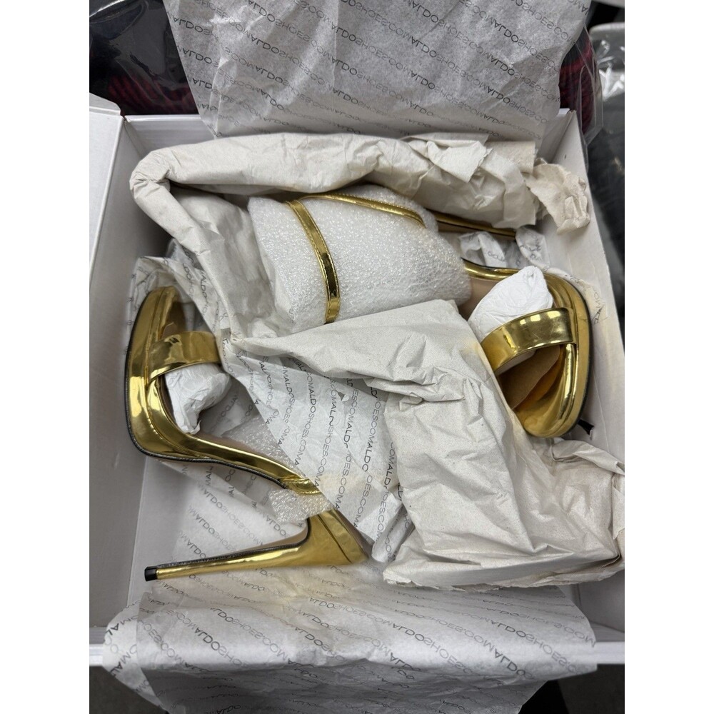 ALDO Women's Kat Two-Piece Platform Dress Sandals Gold Metallic Size 5 - Picture 4 of 6